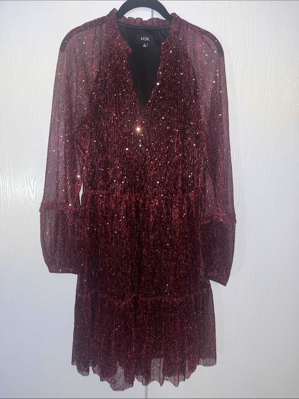 MSK Burgundy Sparkle Dress